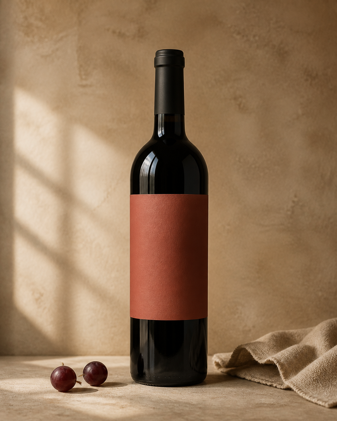 Botella de blend de la casa sobre piedra cálida